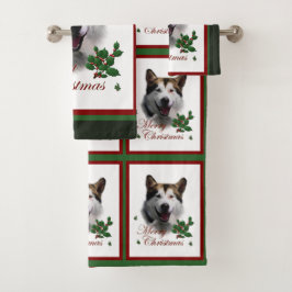Alaskan Malamute Christmas Badhandtuch Set