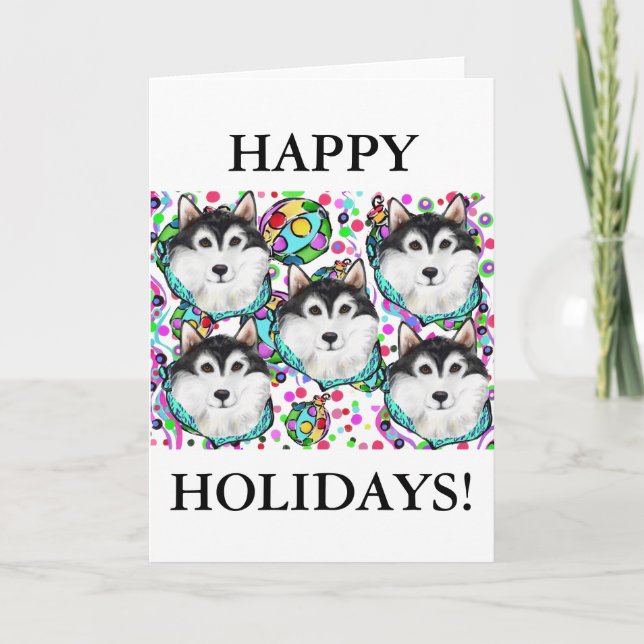 ALASKAN MALAMUTE CHRISTMAS FEIERTAGSKARTE (Vorderseite)