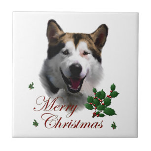 Alaskan Malamute Christmas Fliese