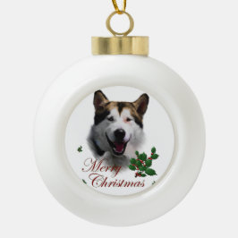 Alaskan Malamute Christmas Keramik Kugel-Ornament