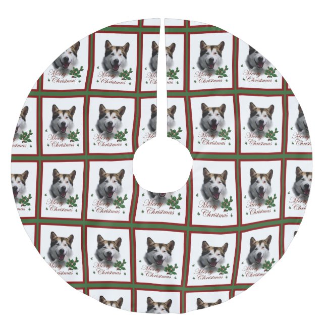 Alaskan Malamute Christmas Polyester Weihnachtsbaumdecke (Vorderseite)