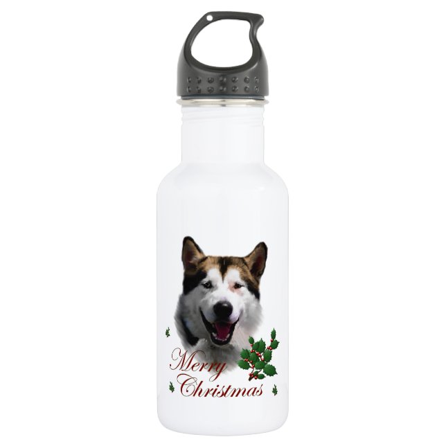 Alaskan Malamute Christmas Trinkflasche (Vorderseite)