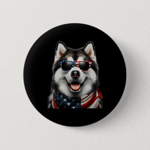 Alaskan Malamute Dog 4. Juli American Incepend Button