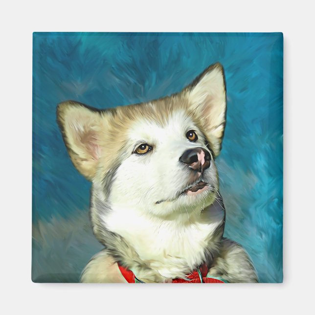 Alaskan Malamute Dog Art Magnet (Vorne)