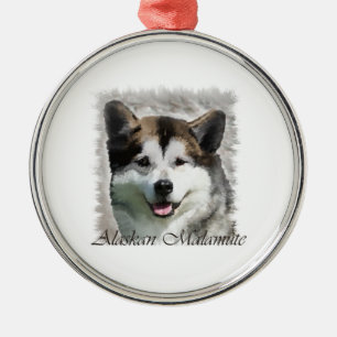 Alaskan Malamute Dog Art Silbernes Ornament