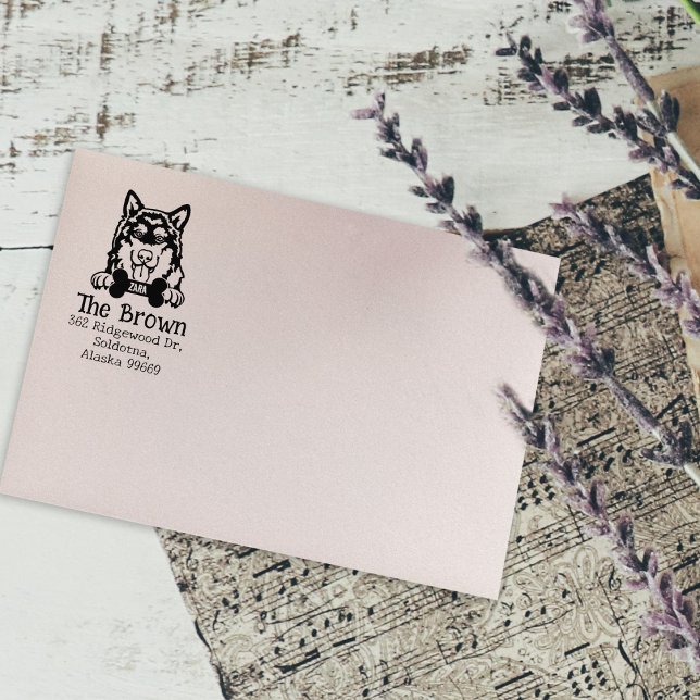 Alaskan Malamute Dog, Custom Rücksendeadresse, Gummistempel (Von Creator hochgeladen)