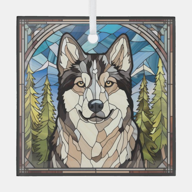 Alaskan Malamute Dog Glass Ornament Aus Glas (Vorderseite)