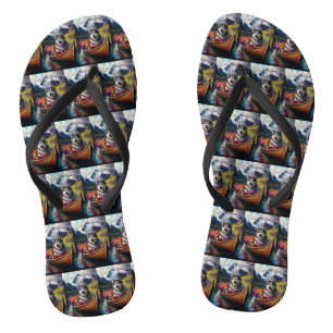Alaskan Malamute Dog on Paddle: Ein Landschaftlich Flip Flops