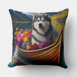 Alaskan Malamute Dog on Paddle: Ein Landschaftlich Kissen