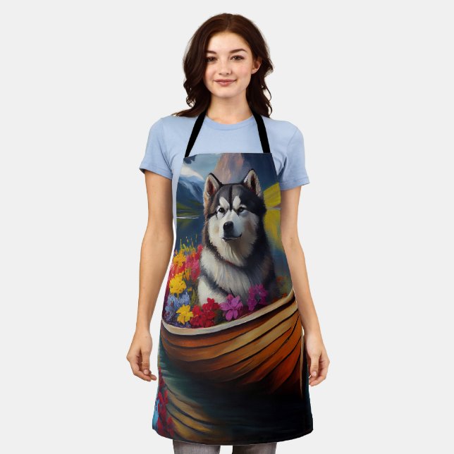 Alaskan Malamute Dog on Paddle: Ein Landschaftlich Schürze (Getragen)