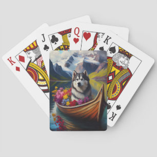 Alaskan Malamute Dog on Paddle: Ein Landschaftlich Spielkarten