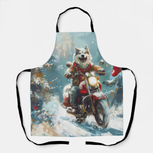 Alaskan Malamute Dog Riding Motorrad Weihnachten Schürze