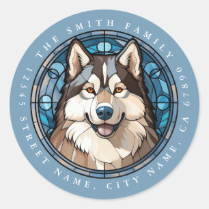 Alaskan Malamute Dog Round Stickers