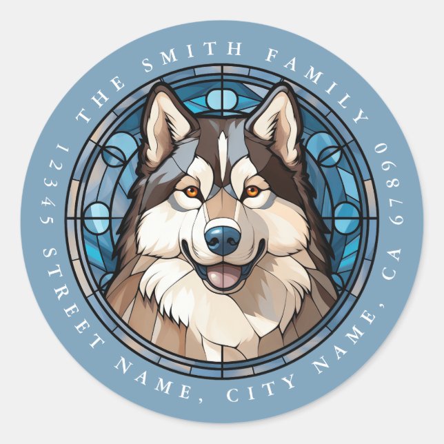 Alaskan Malamute Dog Round Stickers (Vorderseite)