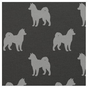 Alaskan Malamute Dog Silhouetten Gemustert Stoff