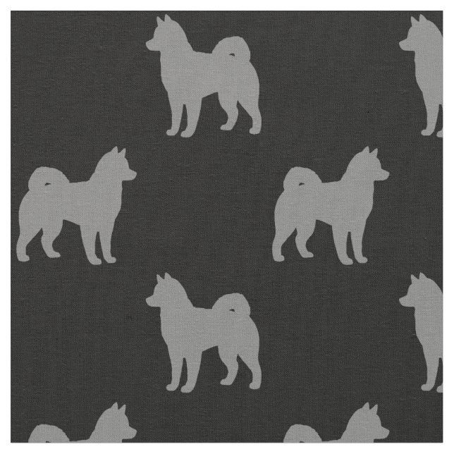 Alaskan Malamute Dog Silhouetten Gemustert Stoff (Nahaufnahme)