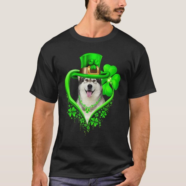 Alaskan Malamute Dog St Patricks Day Lover Irish S T-Shirt (Vorderseite)