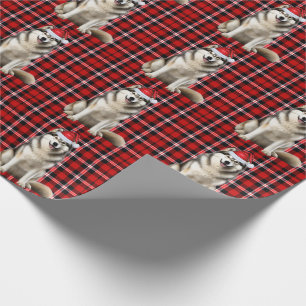 Alaskan Malamute Dog und Holiday Kariert Weihnacht Geschenkpapier