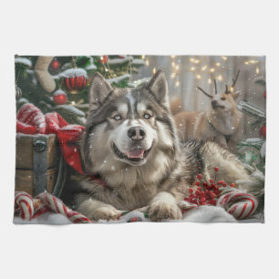 Alaskan Malamute Dog Weihnachtsfest Geschirrtuch