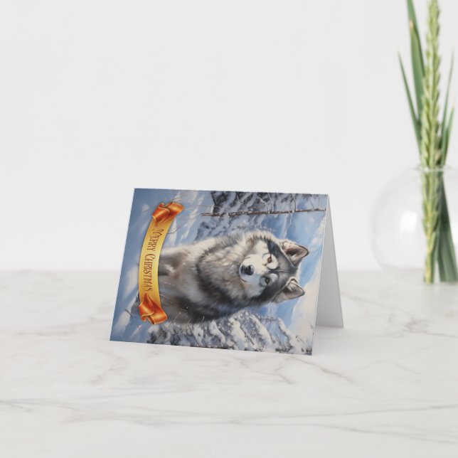 Alaskan Malamute Feiertagskarte (Vorderseite)