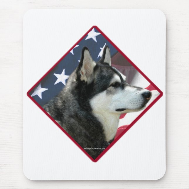 Alaskan Malamute Flag 2 Mousepad (Vorne)