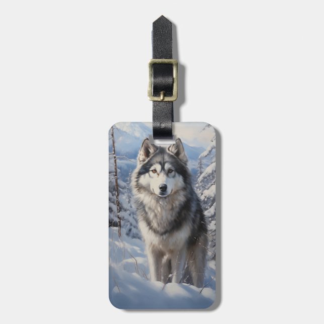 Alaskan Malamute Gepäckanhänger (Vorderseite vertikal)