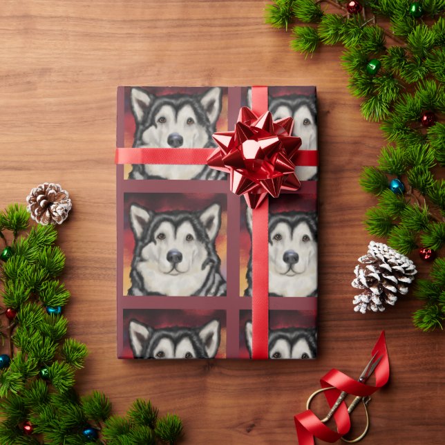 Alaskan Malamute Geschenkpapier (Feiertagsgeschenk)