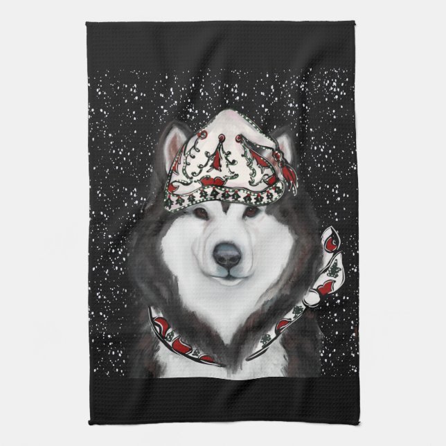 Alaskan Malamute Geschirrtuch (Vertikal)