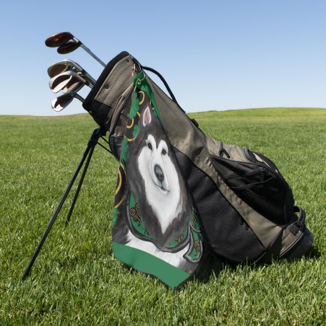 Alaskan Malamute Golfhandtuch (Gras)