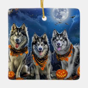 Alaskan Malamute Halloween Spooky Keramikornament