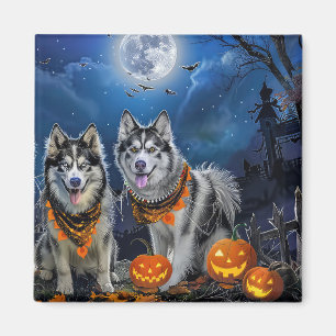 Alaskan Malamute Halloween Spooky Magnet