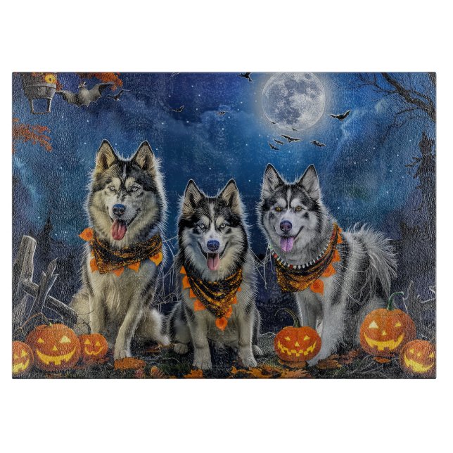 Alaskan Malamute Halloween Spooky Schneidebrett (Vorderseite)