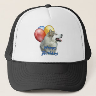 Alaskan Malamute Happy Birthday Balloons Truckerkappe
