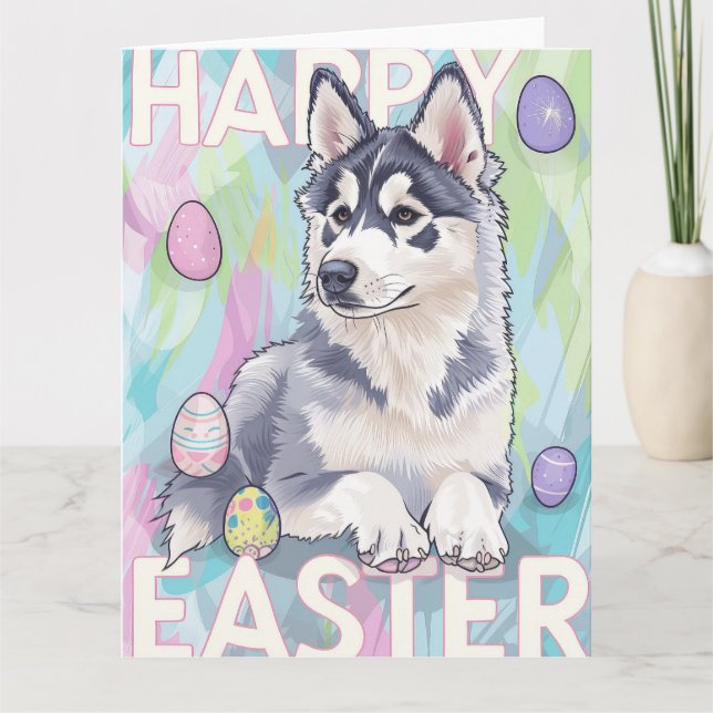 Alaskan Malamute Happy Oaster Karte (Vorderseite)