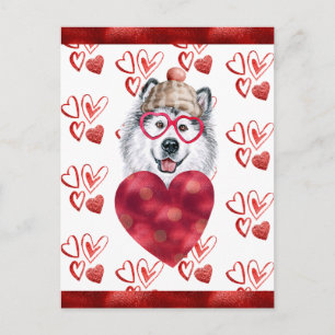Alaskan Malamute Herz Hunde Liebhaber Valentinstag Postkarte
