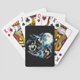 Alaskan Malamute Heult den Mond an Arktischer Hund Spielkarten