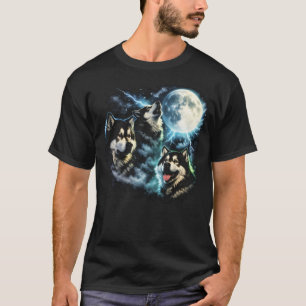 Alaskan Malamute Heult den Mond an Arktischer Hund T-Shirt