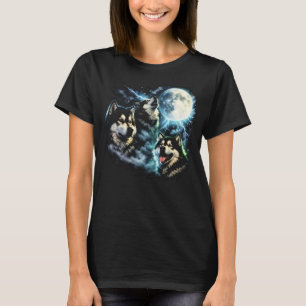 Alaskan Malamute Heult den Mond an Arktischer Hund T-Shirt