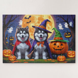 Alaskan Malamute Hogs Pumpkin Halloween Funny