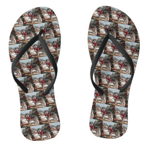 Alaskan Malamute Hund im Schnee Weihnachten Flip Flops