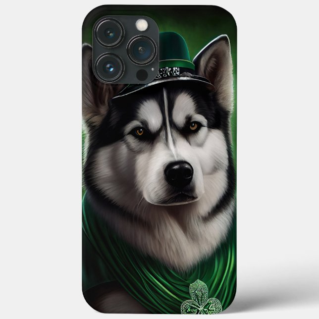 Alaskan Malamute Hund in St. Patrick's Day Dress Case-Mate iPhone Hülle (Rückseite)