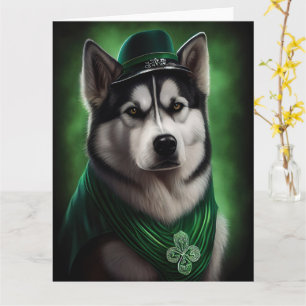 Alaskan Malamute Hund in St. Patrick's Day Dress Karte