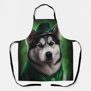 Alaskan Malamute Hund in St. Patrick's Day Dress Schürze