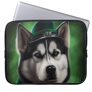 Alaskan Malamute Hund in St. Patrick's Day Kostüm Laptopschutzhülle