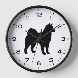 Alaskan Malamute-Hund silhouette Uhr