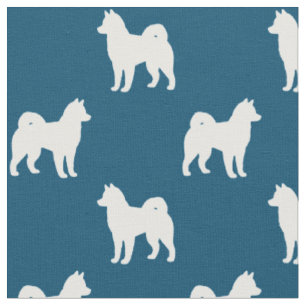 Alaskan Malamute Hund Silhouetten Gemustert Stoff