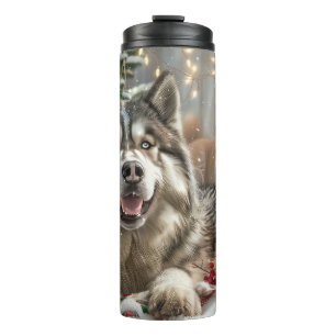 Alaskan Malamute Hund Weihnachtsfestlich Thermosbecher