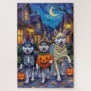Alaskan Malamute Hunde Trick-or-Treating Halloween