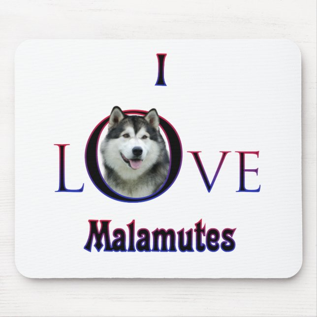 Alaskan Malamute I Liebe Mousepad (Vorne)
