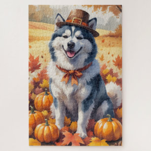 Alaskan Malamute im Herbst Leaves Erntedank Kunst,